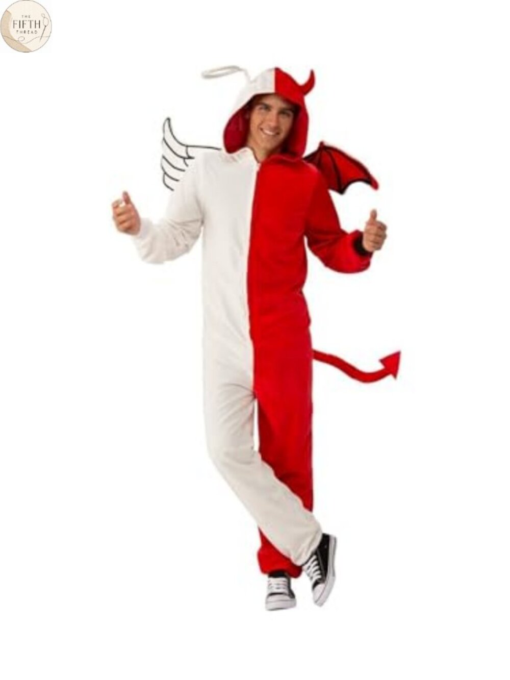 Adult Unisex Hooded Zip Jumpsuit with Dragon Wings and Tail for Halloween